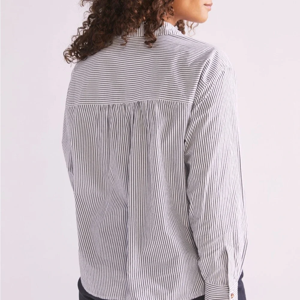 Anthropologie Maeve Striped Floral Sequin Shirt - Size 4 - Picture 7 of 13